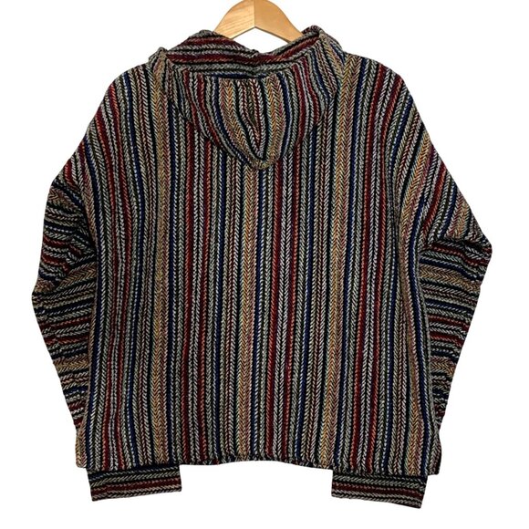 Earth Ragz Baja Hoodie Striped Pullover Unisex Sweatshirt Multicolor Cotton Blen - Picture 2 of 4